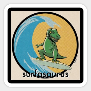 dino surfing Sticker